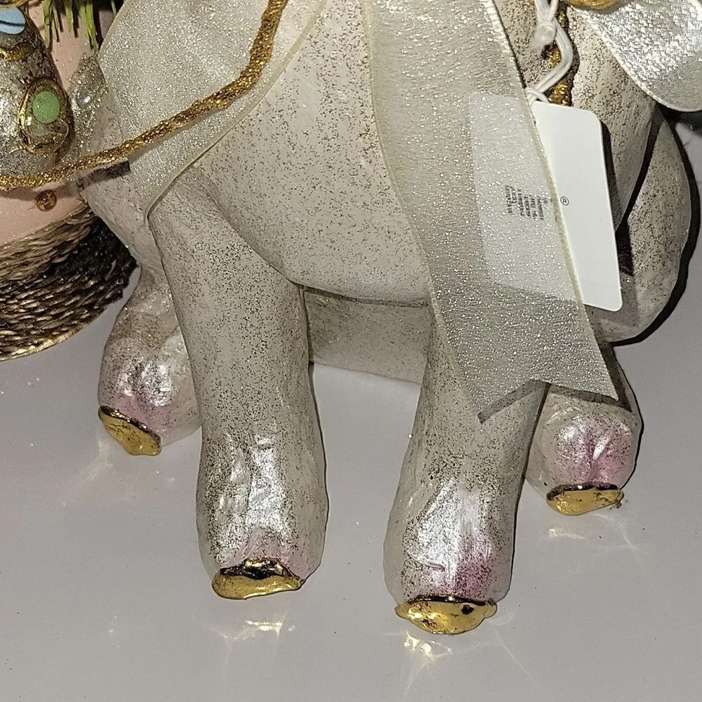 PIER1 EASTER IVORY CAPIZ FLORAL BUTTERFLY EGG GLAMOUR BUNNY CENTERPIECE PIER One
